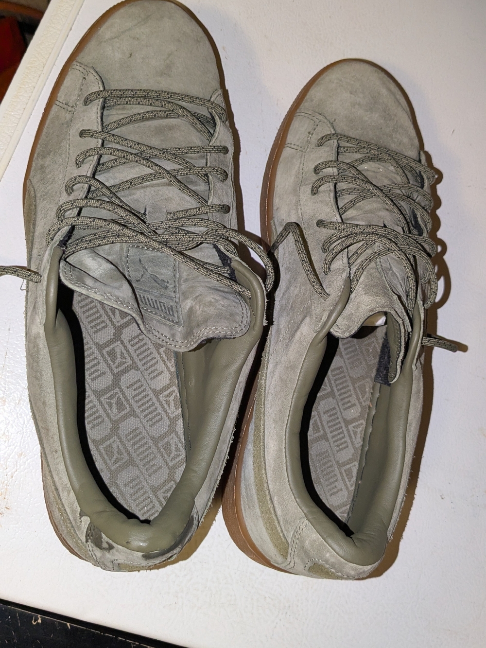 Puma Basket Suede Men's Sneakers in Olive Green with Gum Sole - Picture 6 of 6